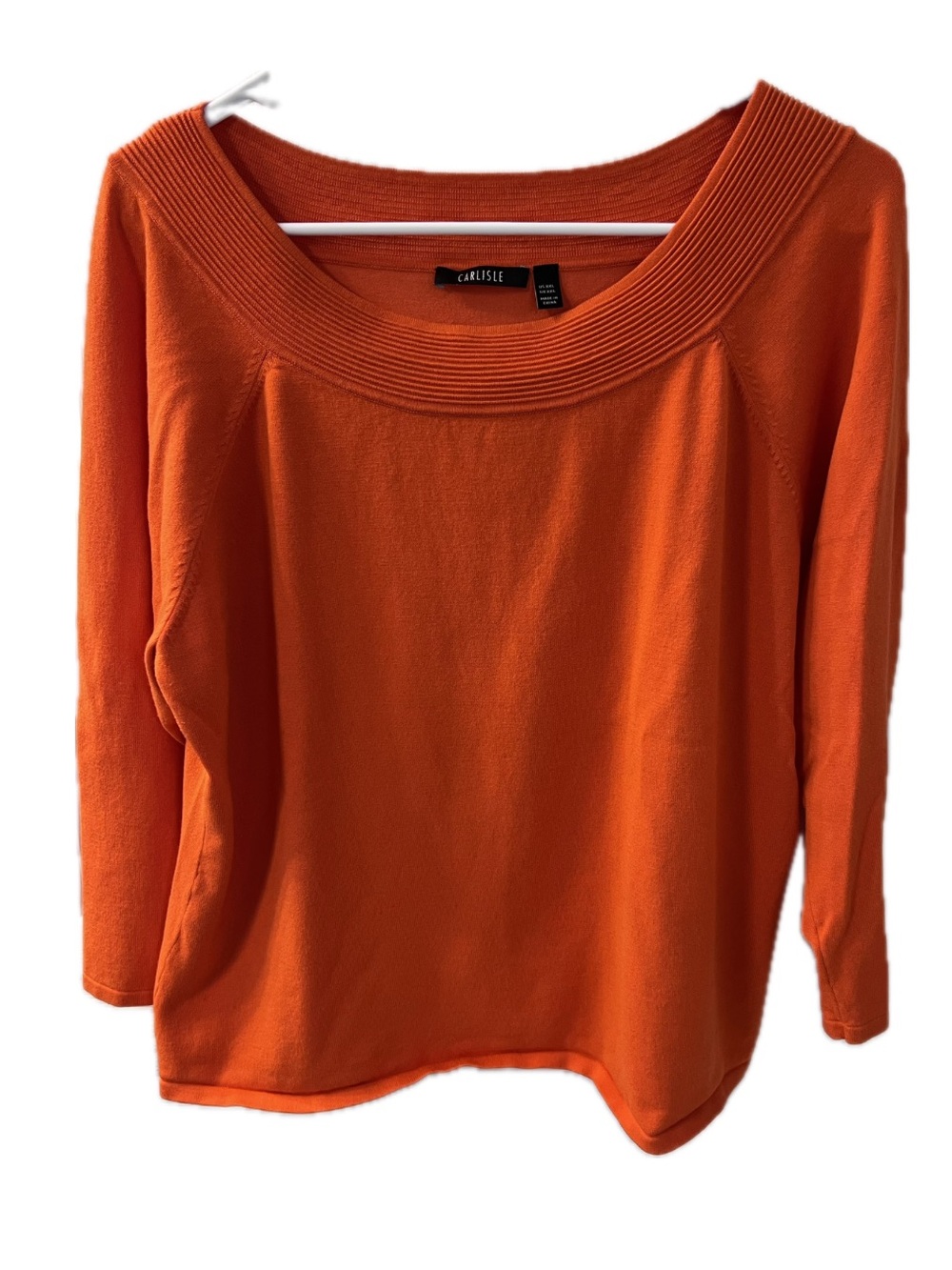 Carlisle Vibrant Orange Ribbed Scoop Neck Sweater